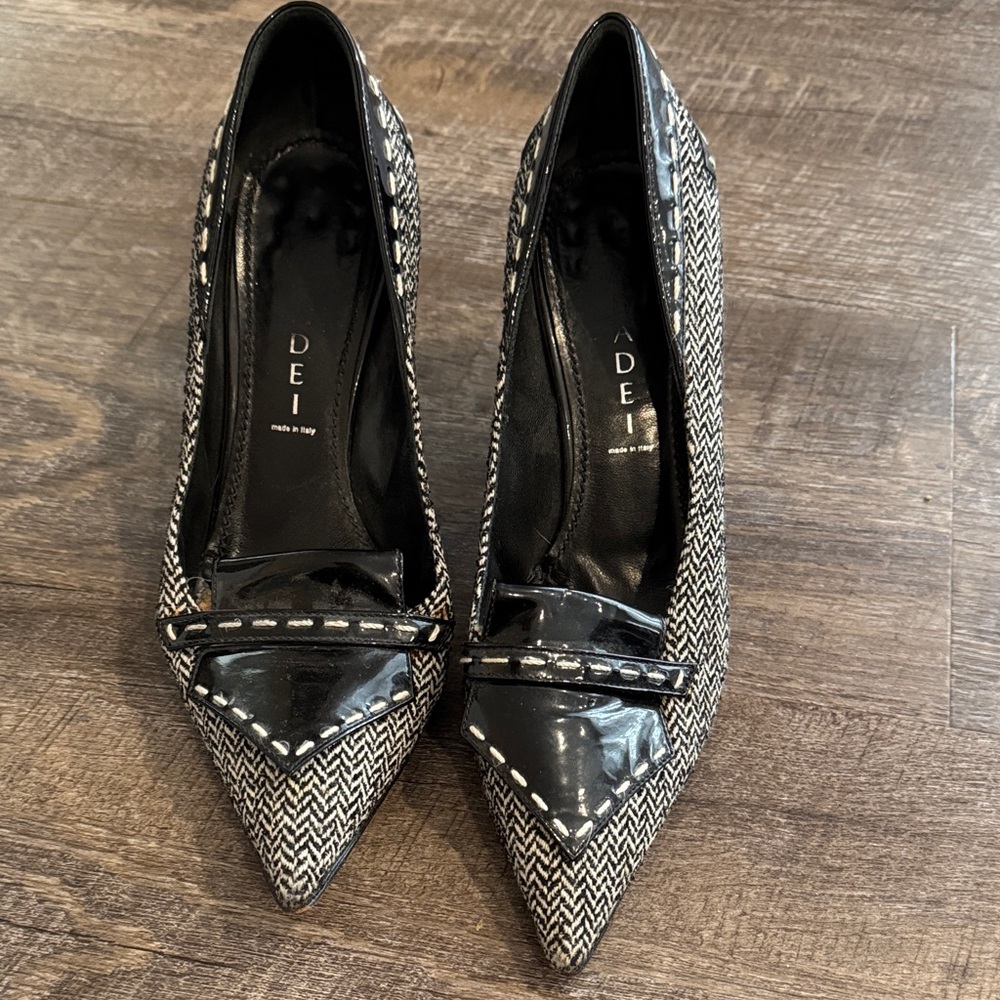 Casadei Black and White Patterned Heels